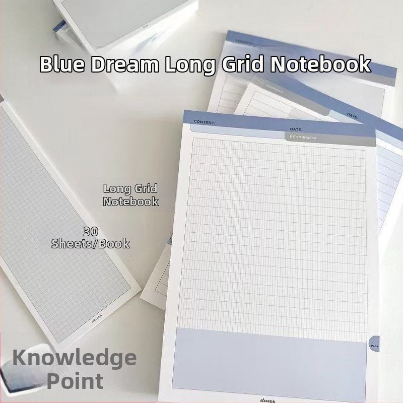 Blue Dream B5 Bloc de notițe ruptibile pentru elevi — Memorie de vocabular, Design simplu monocrom (Nu se poate lipi; Formă: Desen animat; Licență IP: Nu)