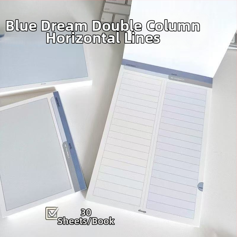 Blue Dream B5 Bloc de notițe ruptibile pentru elevi — Memorie de vocabular, Design simplu monocrom (Nu se poate lipi; Formă: Desen animat; Licență IP: Nu)