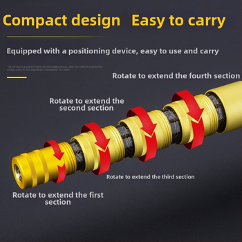Prăjină telescopic din carbon pentru plasă de pescuit, ultra-ușoară, portabilă