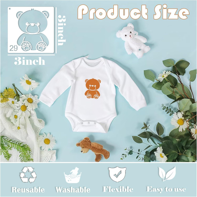 Șablon DIY pentru copii cu animale din desene animate - Material PET; Număr de produs Valentine's Day; Neimportat; Furnizare exclusivă cross-border; IP neautorizat