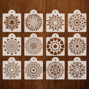 Șablon de pictură mandală cu floare – Șablon DIY pentru spray, șablon pentru perete și veneers din lemn (Brand: Owkjasw; Material: PET; Import: Nu; IP: Nu)