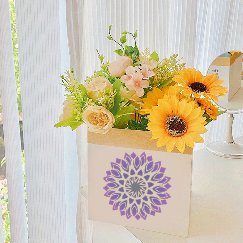 Șablon de pictură mandală cu floare – Șablon DIY pentru spray, șablon pentru perete și veneers din lemn (Brand: Owkjasw; Material: PET; Import: Nu; IP: Nu)