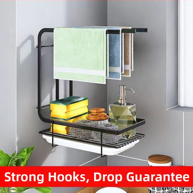 Raft metal montat pe perete pentru drenaj – design creativ pentru bucătărie și baie (lansare 2025)