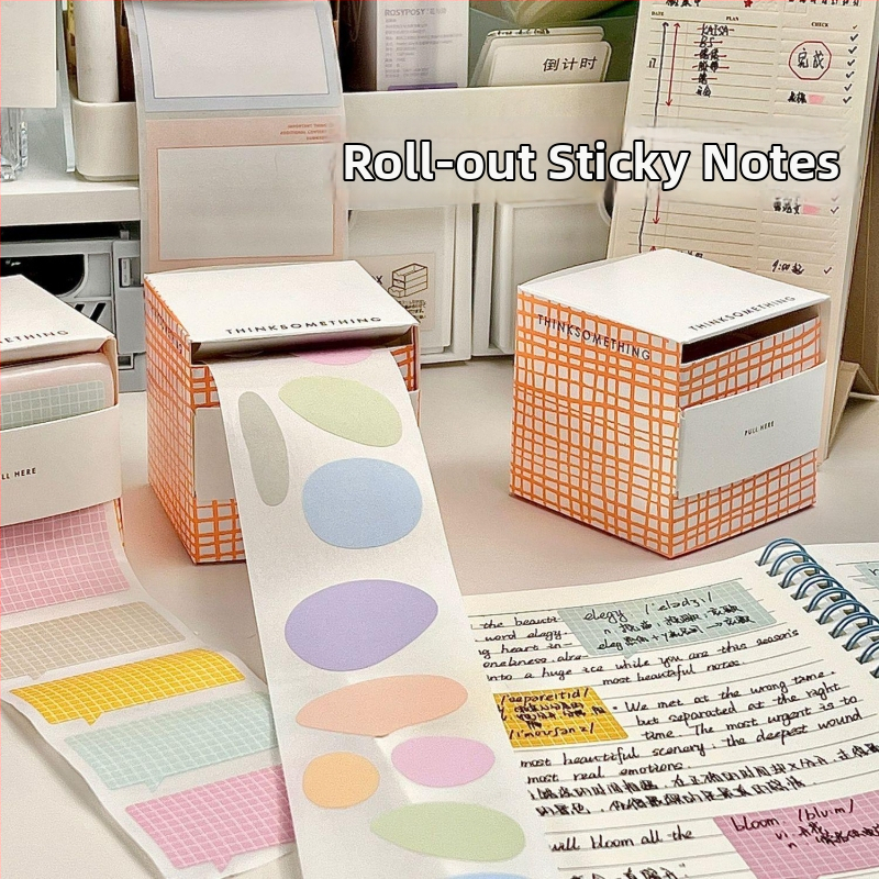 Set de notițe lipicioase într-o cutie de hârtie – note retractabile, adeziv puternic, linii orizontale