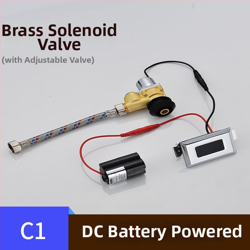 Valvă de spălare cu senzor pentru urină, electromagnet și cutie de baterii, transformator 6V, cupru, CHZJYITE