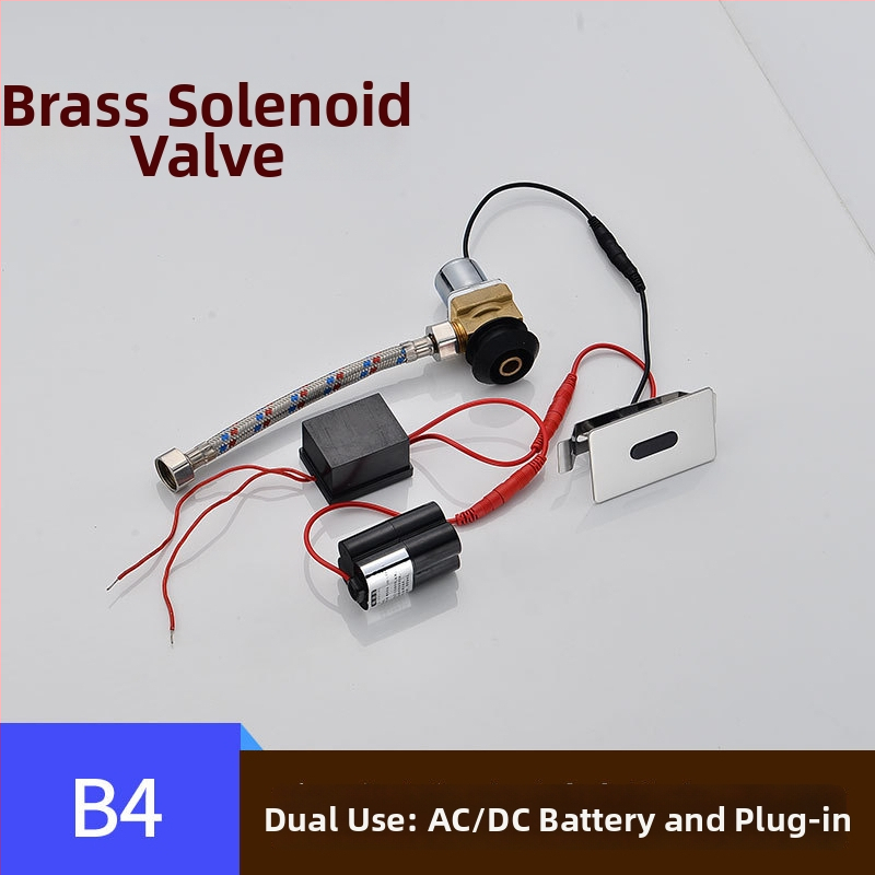 Valvă de spălare cu senzor pentru urină, electromagnet și cutie de baterii, transformator 6V, cupru, CHZJYITE