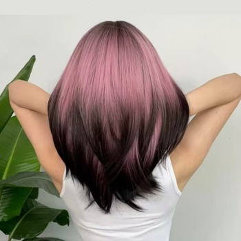 Perucă pentru femei cu păr lung și drept – mătase rezistentă la temperaturi înalte, prelucrare mecanizată, nu poate fi vopsită sau periată, breton drept sau înclinată