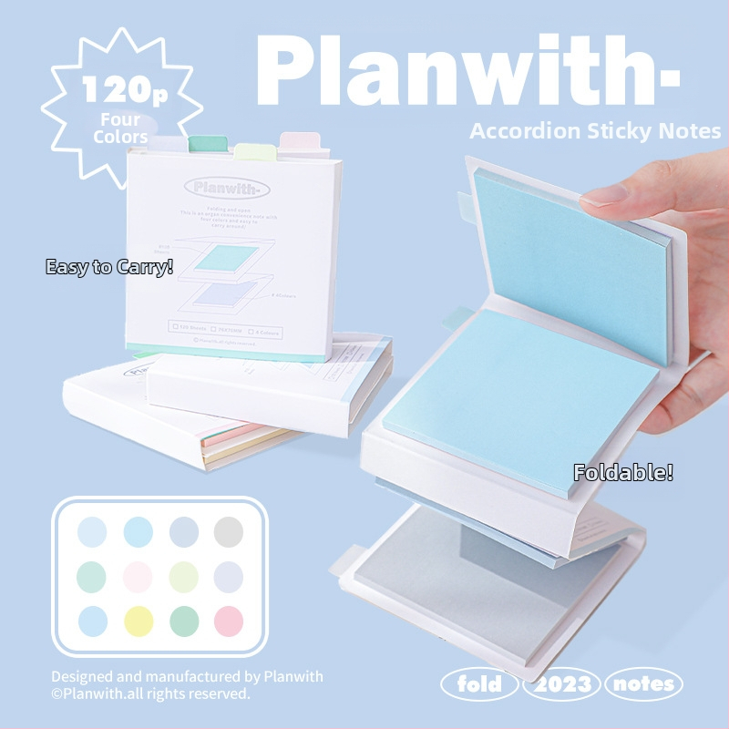 Rosyposy notițe autoadezive în stil acordeon, bloc de notițe portabil cu spate adeziv, fără licență IP
