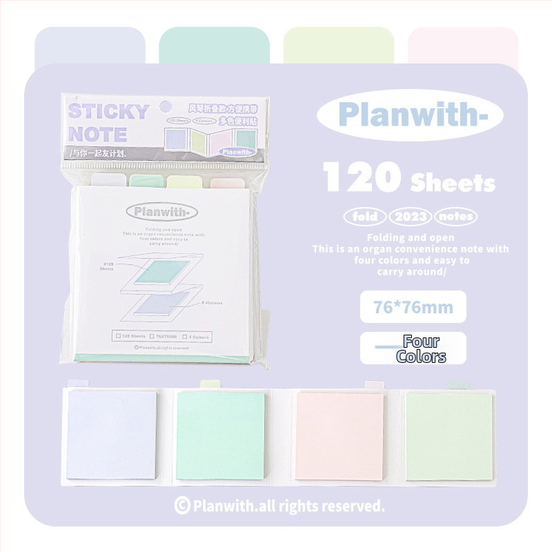 Rosyposy notițe autoadezive în stil acordeon, bloc de notițe portabil cu spate adeziv, fără licență IP