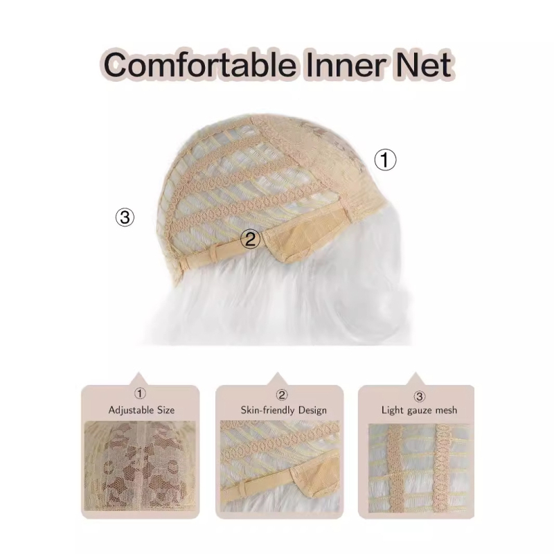 Perucă lungă, pufoasă, în stil retro, aspect natural, fibră rezistentă la temperaturi înalte, breton oblic