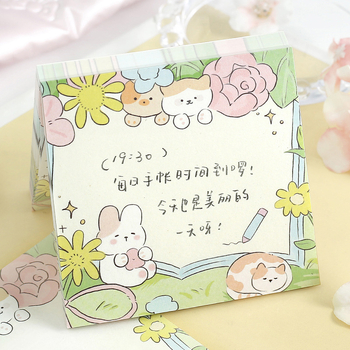 Note adezive 100 coli, hârtie pentru scris, stil simplu, imprimat cu animale drăguțe și flori