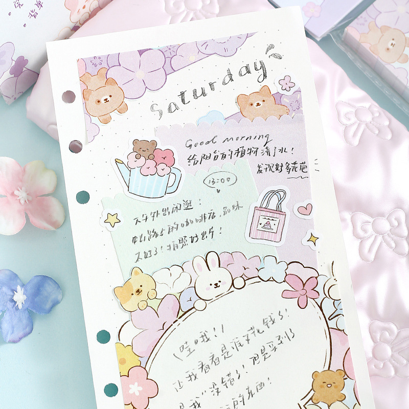 Note adezive 100 coli, hârtie pentru scris, stil simplu, imprimat cu animale drăguțe și flori