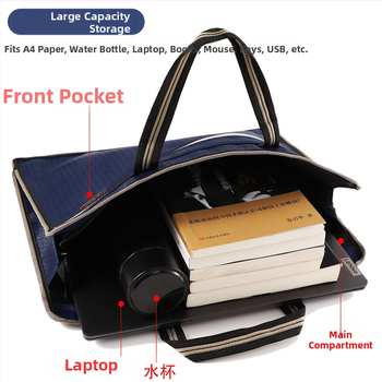 Servietă de afaceri din pânză Oxford, impermeabilă, cu fermoar, cu logo