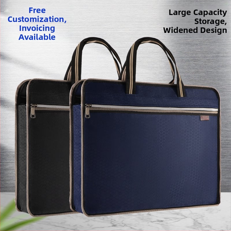 Servietă de afaceri din pânză Oxford, impermeabilă, cu fermoar, cu logo