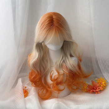 Perucă cu valuri mari, lungi, material: mătase rezistentă la temperaturi înalte, prelucrare mecanică, nu poate fi vopsită