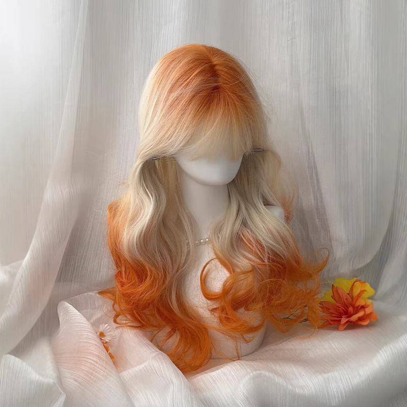 Perucă cu valuri mari, lungi, material: mătase rezistentă la temperaturi înalte, prelucrare mecanică, nu poate fi vopsită