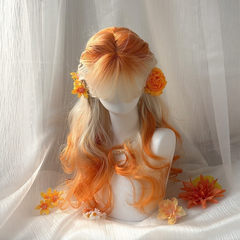 Perucă cu valuri mari, lungi, material: mătase rezistentă la temperaturi înalte, prelucrare mecanică, nu poate fi vopsită