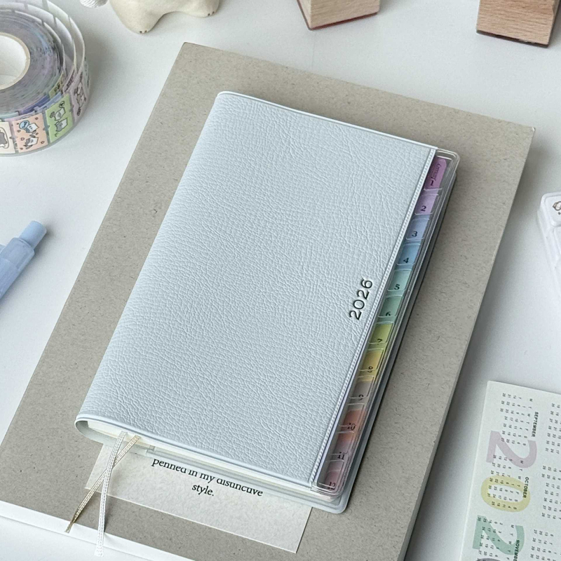 Bloc de notițe cu aspect japonez/koreean, legare cu ață, hârtie din pulpă de lemn, 40 gsm, 50–100 de pagini, planuri lunare și săptămânale, note de lucru și jurnal