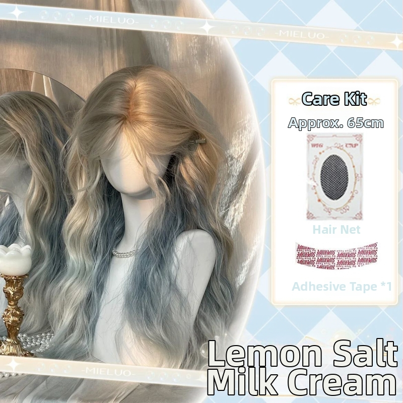 Perucă cu bucle lungi și breton lateral, model XJ-GHH-029, material păr: fibră sintetică rezistentă la temperaturi, tehnologie de producție: mecanism