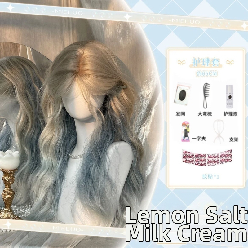 Perucă cu bucle lungi și breton lateral, model XJ-GHH-029, material păr: fibră sintetică rezistentă la temperaturi, tehnologie de producție: mecanism