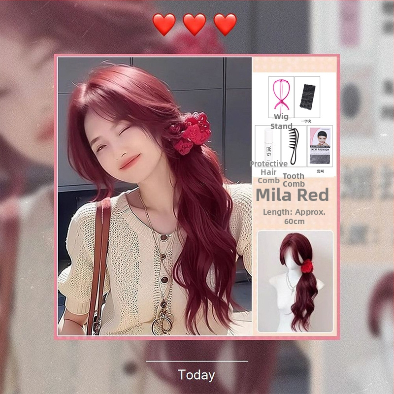 Perucă pentru femei, acoperire totală a capului, breton mediu, păr lung buclat, aspect natural, fibră rezistentă la temperatură înaltă