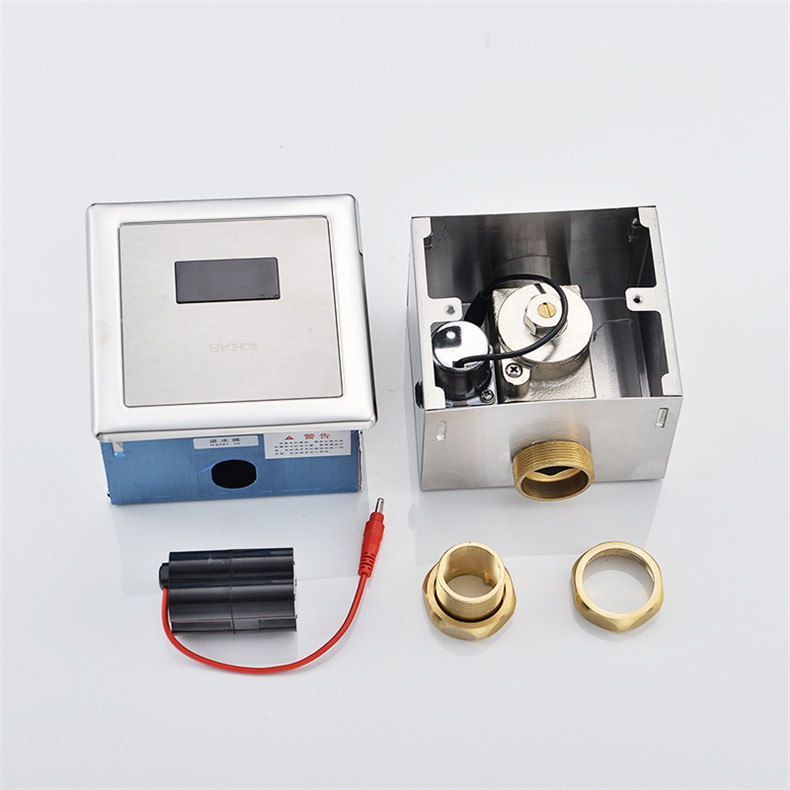 Ventil complet automat de spălare cu senzor pentru toaletă, model Hyb9121b-stool sensor; Alimentare DC/AC; presiune apă 4–6 kg; timp de spălare 6–8 s; ieșire 32 mm