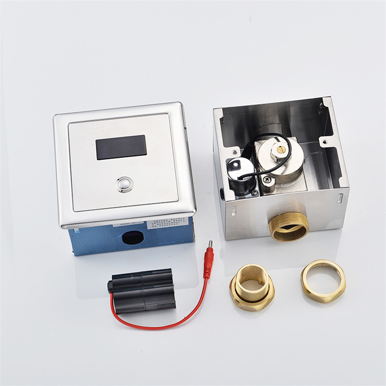 Ventil complet automat de spălare cu senzor pentru toaletă, model Hyb9121b-stool sensor; Alimentare DC/AC; presiune apă 4–6 kg; timp de spălare 6–8 s; ieșire 32 mm