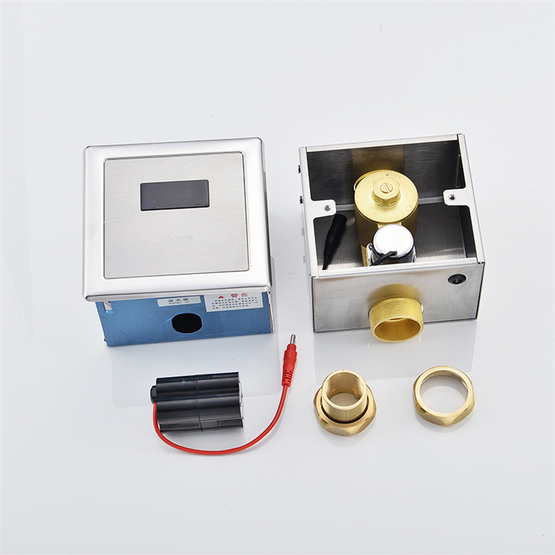 Ventil complet automat de spălare cu senzor pentru toaletă, model Hyb9121b-stool sensor; Alimentare DC/AC; presiune apă 4–6 kg; timp de spălare 6–8 s; ieșire 32 mm