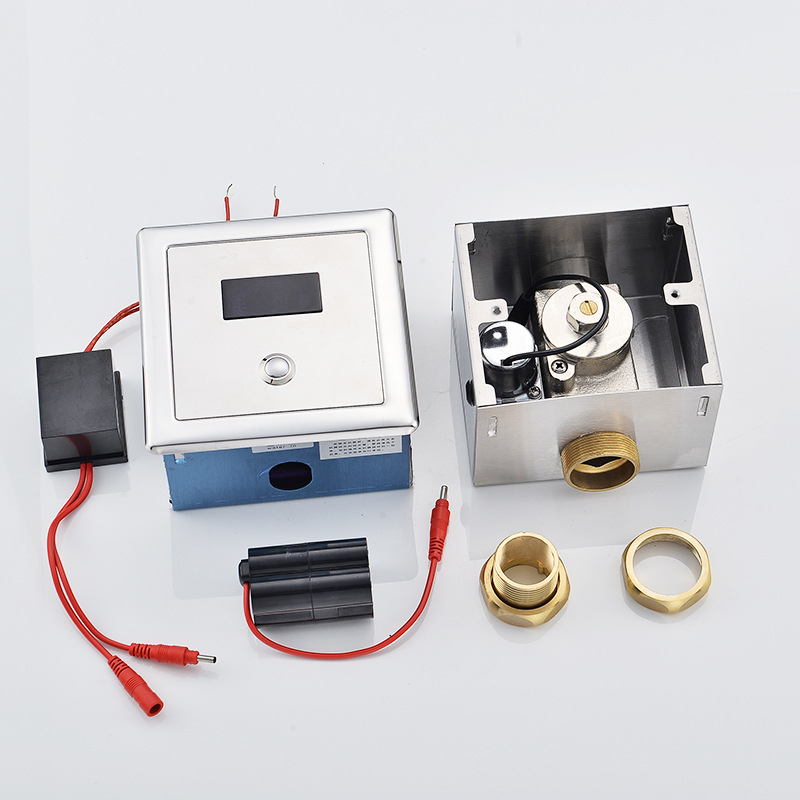 Ventil complet automat de spălare cu senzor pentru toaletă, model Hyb9121b-stool sensor; Alimentare DC/AC; presiune apă 4–6 kg; timp de spălare 6–8 s; ieșire 32 mm