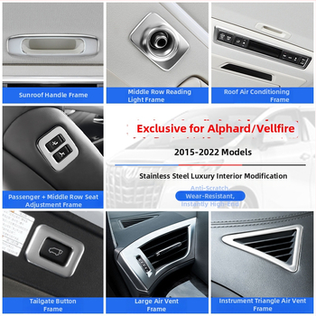 Shishuai 304-стоманен интериорен пакет за рамка на въздушния изход Alphard/Vellfire 30 серия – без персонализация