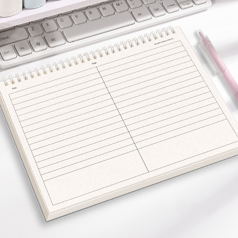 Caiet cu spirala, copertă PP, hârtie din pulpă de lemn, 80 g/m², 100–200 pagini