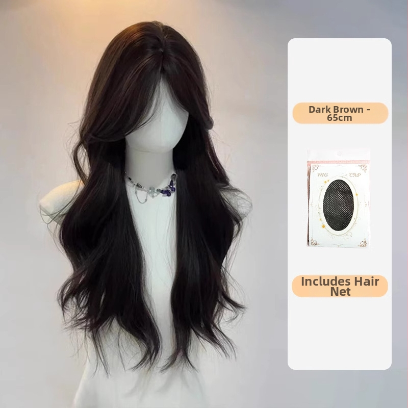 Perucă lungă buclată pentru femei, parte medie, fir rezistent la temperatură, mecanism de prelucrare