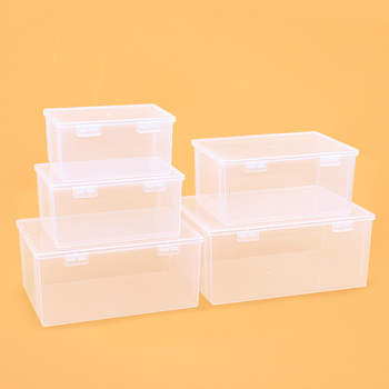 Cutie de depozitare din plastic, dreptunghiulară, transparentă, cu capac, model 705-709, 100% material nou, pentru organizarea articolelor de birou.