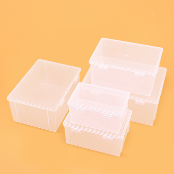 Cutie de depozitare din plastic, dreptunghiulară, transparentă, cu capac, model 705-709, 100% material nou, pentru organizarea articolelor de birou.