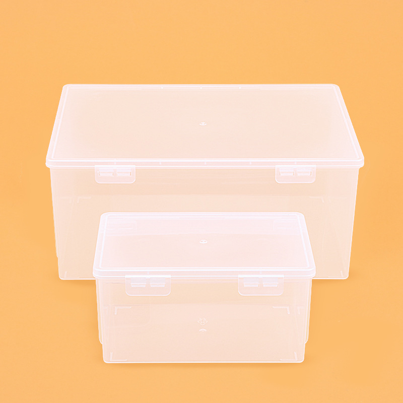 Cutie de depozitare din plastic, dreptunghiulară, transparentă, cu capac, model 705-709, 100% material nou, pentru organizarea articolelor de birou.