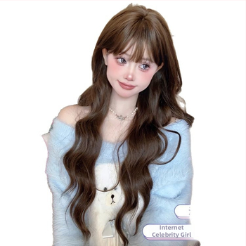 Perucă cu valuri mari, păr lung, breton natural aer; material păr: filament proteic; tehnologie de fabricație: mecanism; stil: natural; model: cap complet