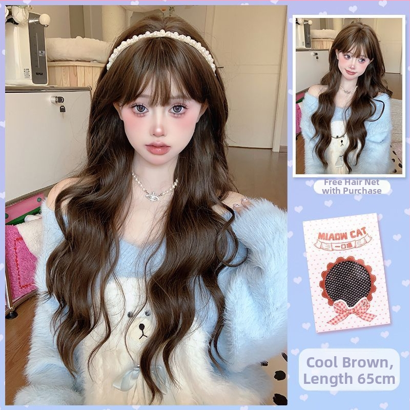 Perucă cu valuri mari, păr lung, breton natural aer; material păr: filament proteic; tehnologie de fabricație: mecanism; stil: natural; model: cap complet