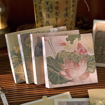 Morning Foam Χρυσωμένο Σημειωματάριο Τριπλής Απόλαυσης, Σειρά Yujiang Evening Boat, Αρχαία Ποίηση και Ζωγραφική, DIY Βασικό Χαρτί