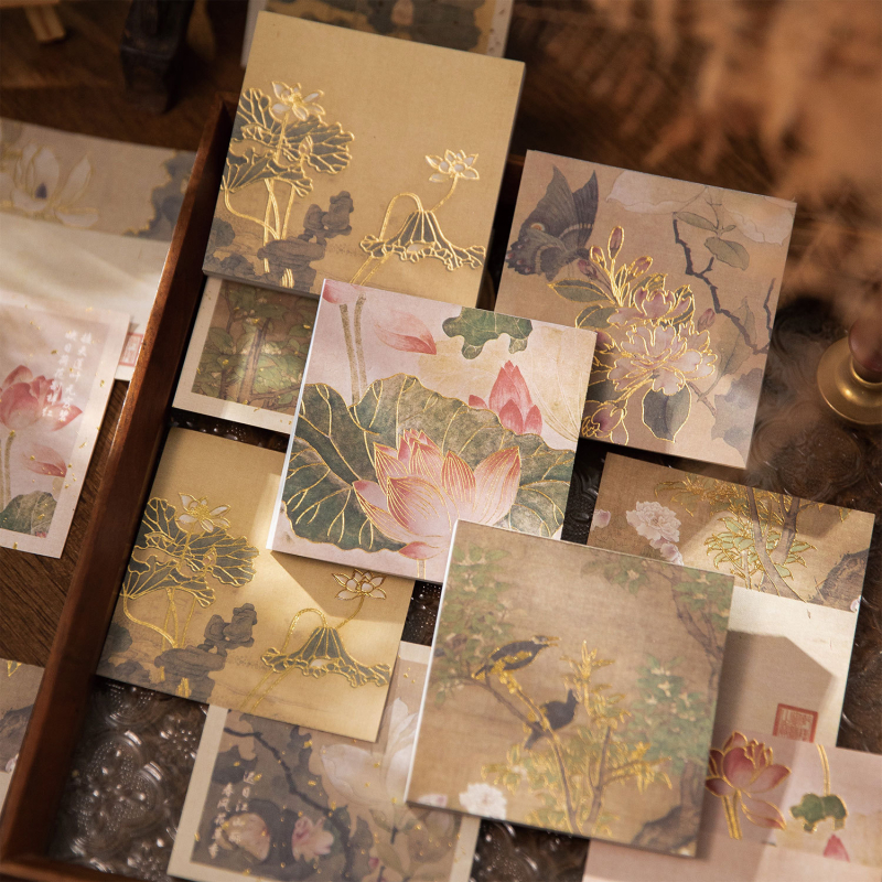 Morning Foam Χρυσωμένο Σημειωματάριο Τριπλής Απόλαυσης, Σειρά Yujiang Evening Boat, Αρχαία Ποίηση και Ζωγραφική, DIY Βασικό Χαρτί