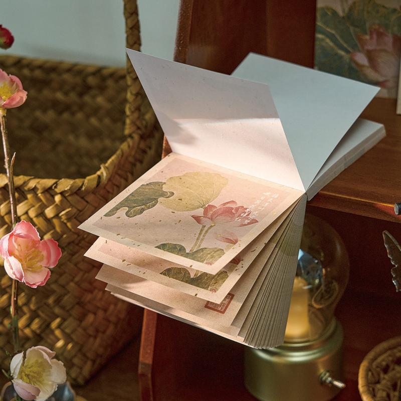 Morning Foam Χρυσωμένο Σημειωματάριο Τριπλής Απόλαυσης, Σειρά Yujiang Evening Boat, Αρχαία Ποίηση και Ζωγραφική, DIY Βασικό Χαρτί