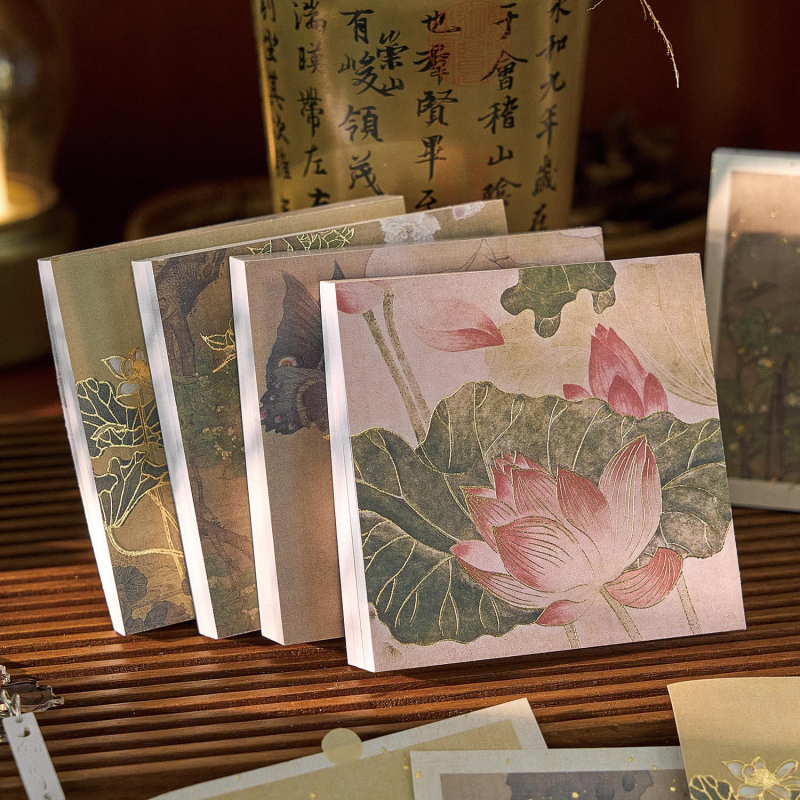 Morning Foam Χρυσωμένο Σημειωματάριο Τριπλής Απόλαυσης, Σειρά Yujiang Evening Boat, Αρχαία Ποίηση και Ζωγραφική, DIY Βασικό Χαρτί