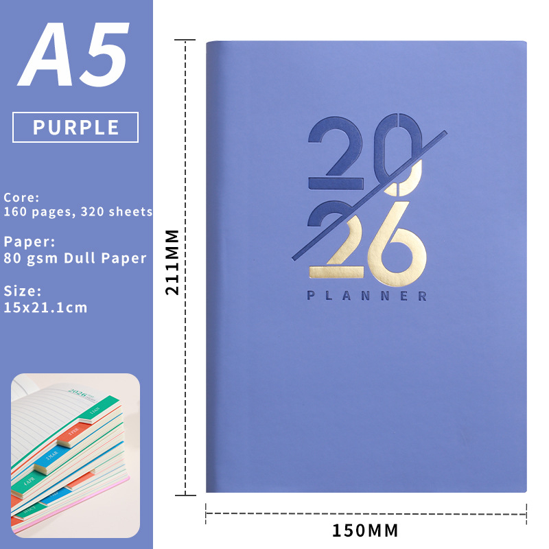 Carnet cu copertă din piele artificială, legare cu fir lipit, hârtie Dowling 75 g/m², 300–400 pagini