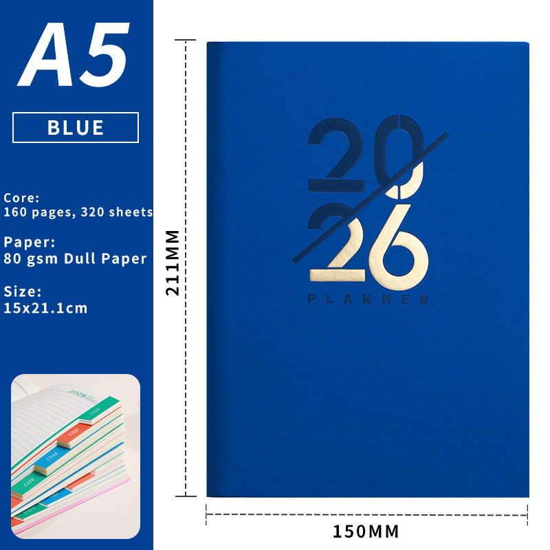 Carnet cu copertă din piele artificială, legare cu fir lipit, hârtie Dowling 75 g/m², 300–400 pagini