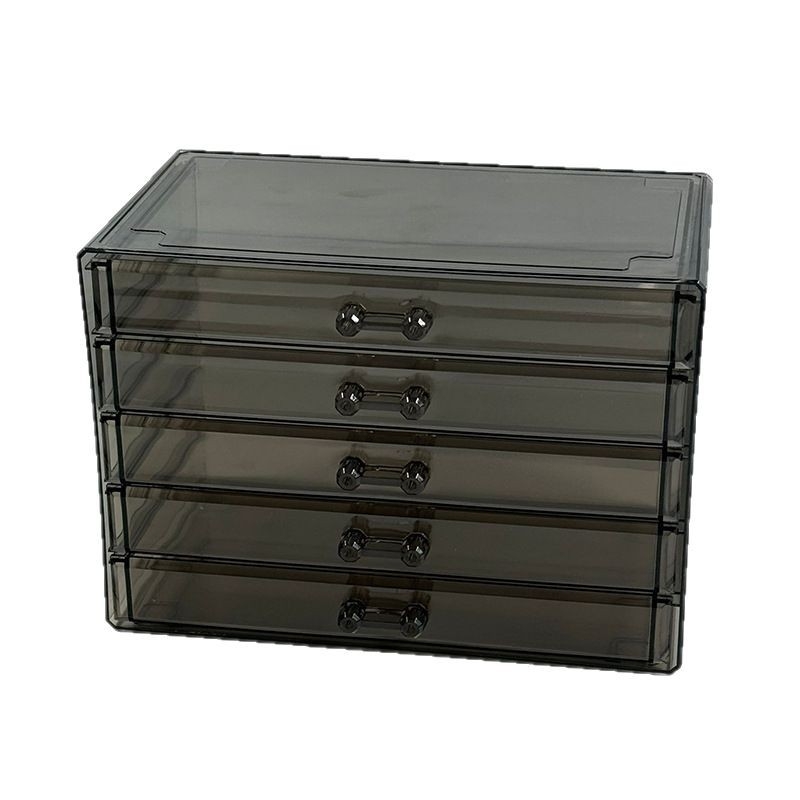 Desktop kozmetički organizator s 5 slojeva, proziran, ladice za ruževe, sjaj za usne i sjenilo.