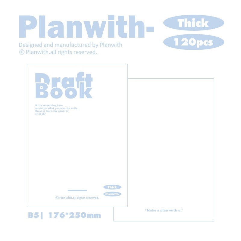 Planwith Thick Series skic bilježnica s praznim unutarnjim stranicama, 120 stranica, offset papir, težina papira 100 g, vrsta vezivanja: drugo