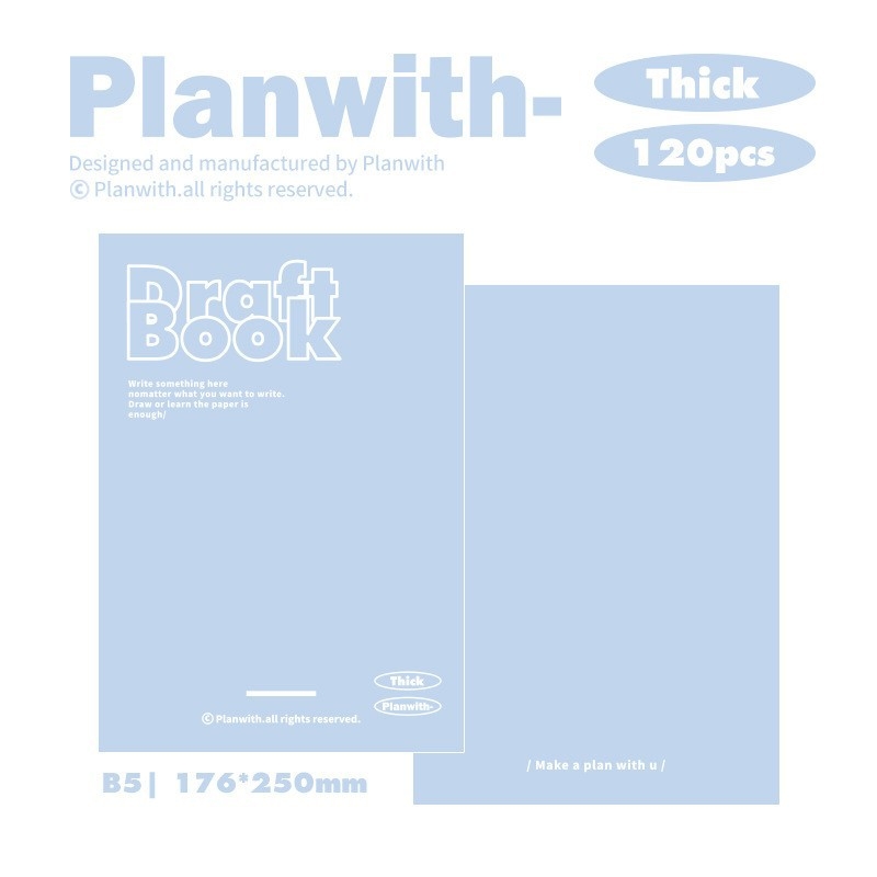 Planwith Thick Series skic bilježnica s praznim unutarnjim stranicama, 120 stranica, offset papir, težina papira 100 g, vrsta vezivanja: drugo
