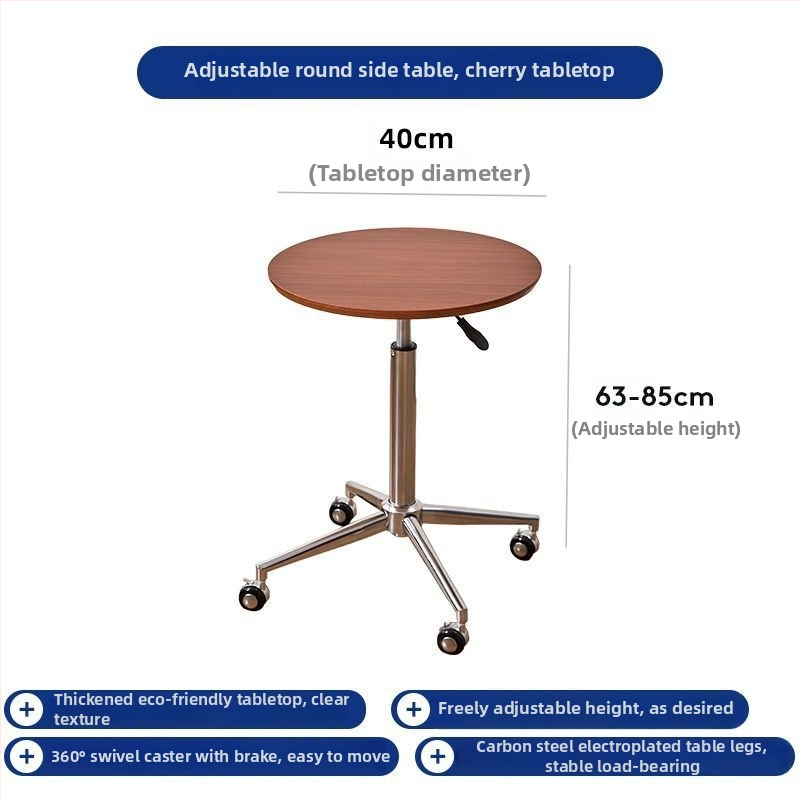 Stol za kavu s okruglim mramornim vrhom, metalnim okvirom i drvenom podlogom, s kotačićima