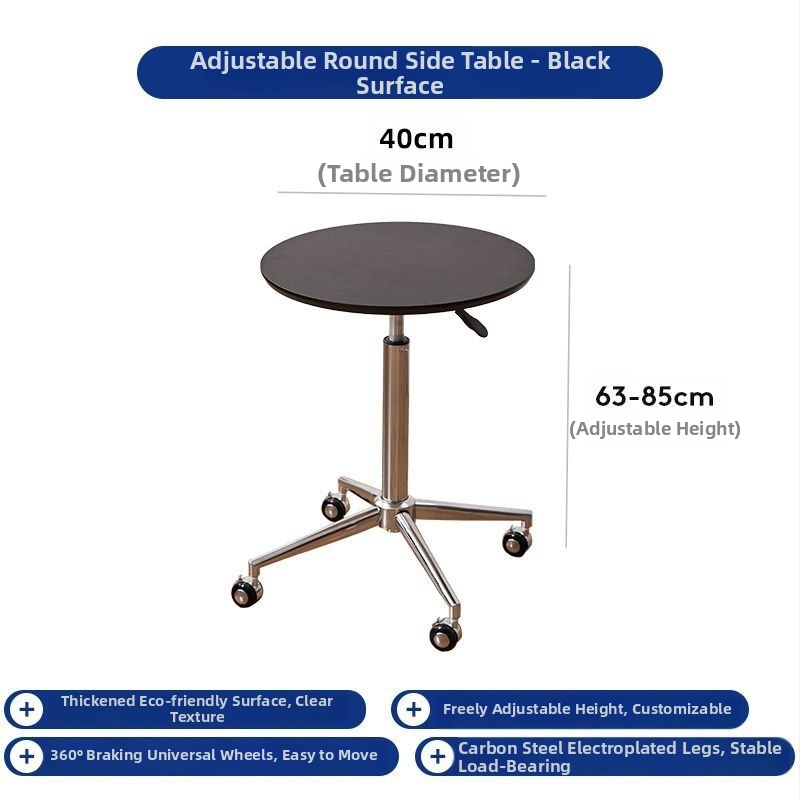Stol za kavu s okruglim mramornim vrhom, metalnim okvirom i drvenom podlogom, s kotačićima