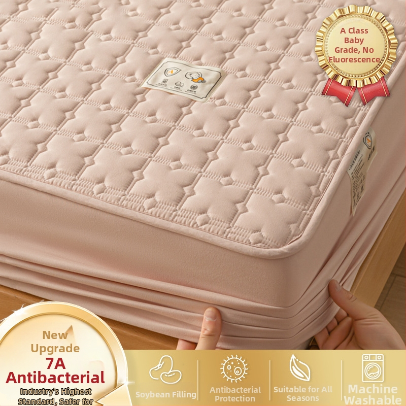 LIFE HOME navlaka za madrac s gumicom | šivana quilt, digitalno tiskanje, materijal: oprana vlakna, uzorak: jednostavan/cvjetni, moderni minimalistički stil