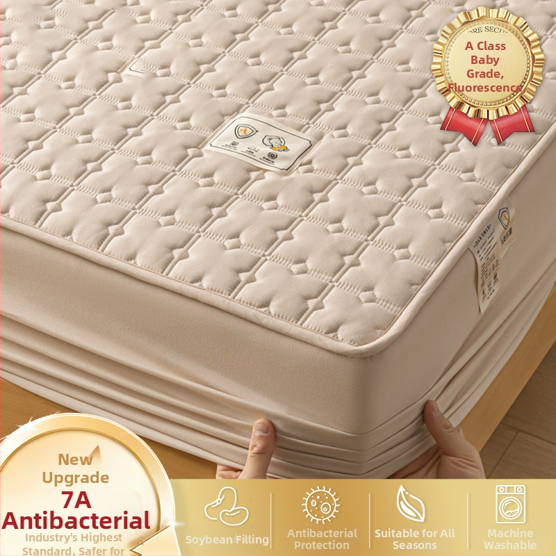 LIFE HOME navlaka za madrac s gumicom | šivana quilt, digitalno tiskanje, materijal: oprana vlakna, uzorak: jednostavan/cvjetni, moderni minimalistički stil